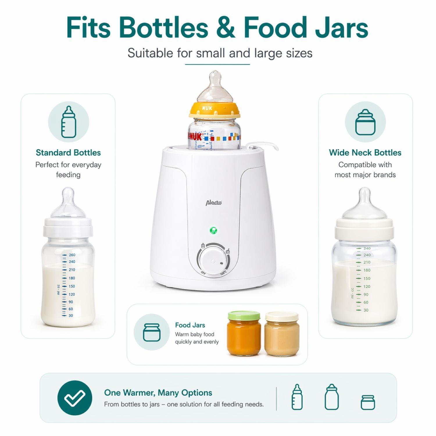 Alecto ECO Bottle Safe Warmer with Temperature Adjustment - White