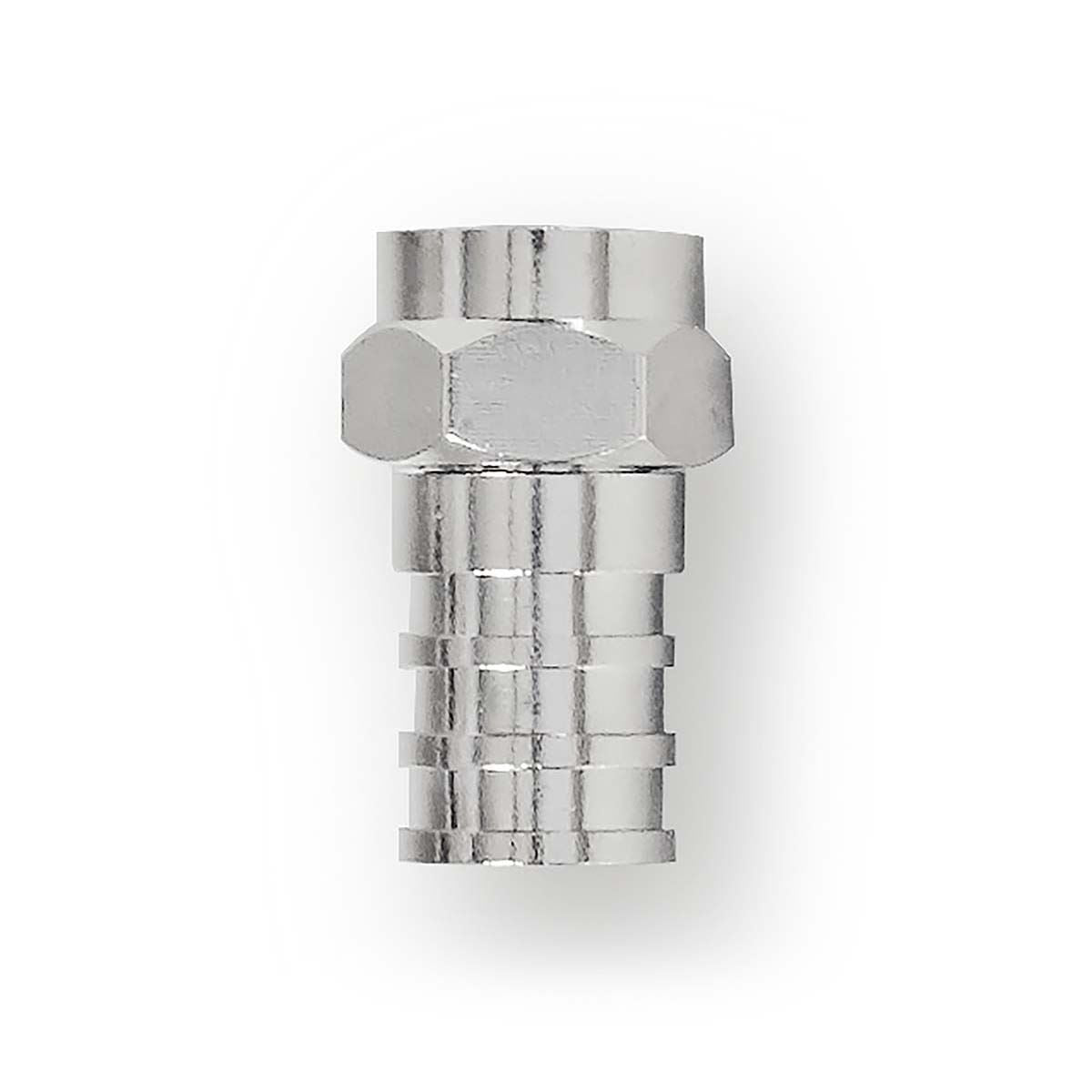 Nedis F-Connector | Straight | Male | Nickel Plated | 75 Ohm | Crimp | Cable input diameter: 7.0 mm | Copper | Silver | 2 pcs | Window Box