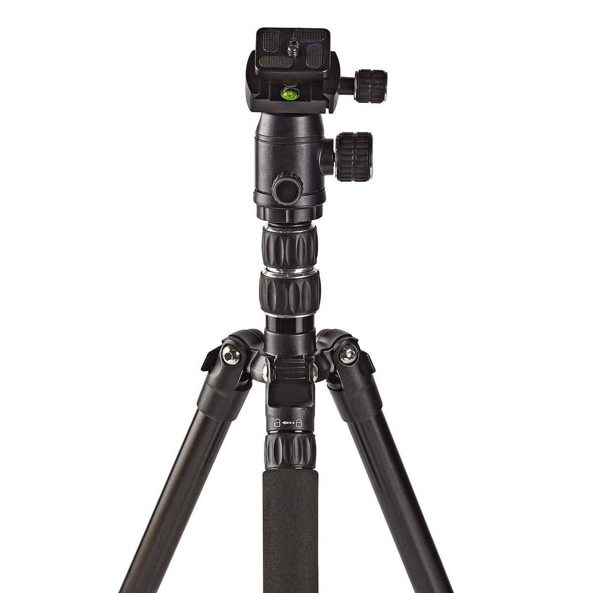 Nedis Tripod | Maximum load capacity: 3.0 kg | Minimum working height: 17.5 cm | Maximum working height: 145.0 cm | 3 Segments | Ball Head | Travel bag included | Reversible center column | ABS / Aluminium | Black
