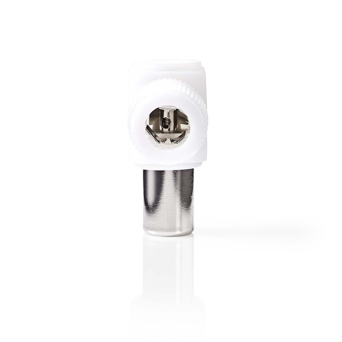 Nedis IEC (Coax) Connector | Angled | Male | Nickel Plated | 75 Ohm | Screw | Cable input diameter: 7.0 mm | Metal / PVC | White | 2 pcs