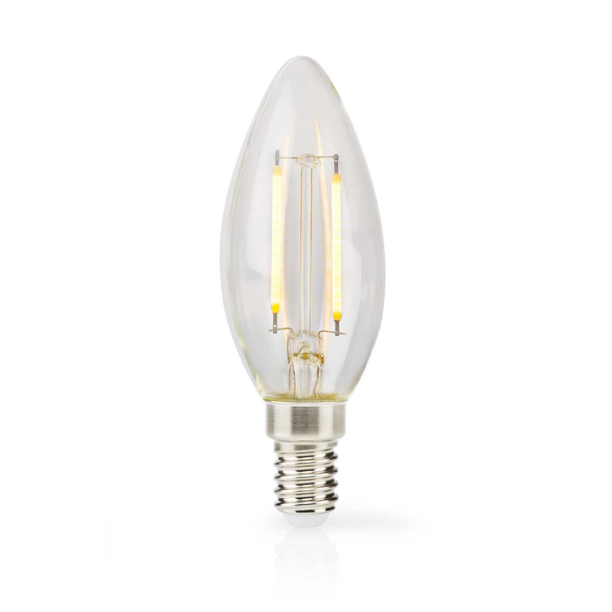 Nedis LED Filament Bulb E14 | Candle | 2.2 W | 470 lm | 2700 K | Warm White | Retro Style | 1 pcs | Clear