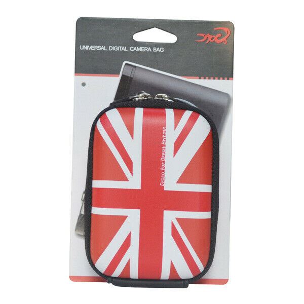 Croco Union Jack Flag Tough Case Shock/Water Proof for a Digital Cameras [Small] - Red