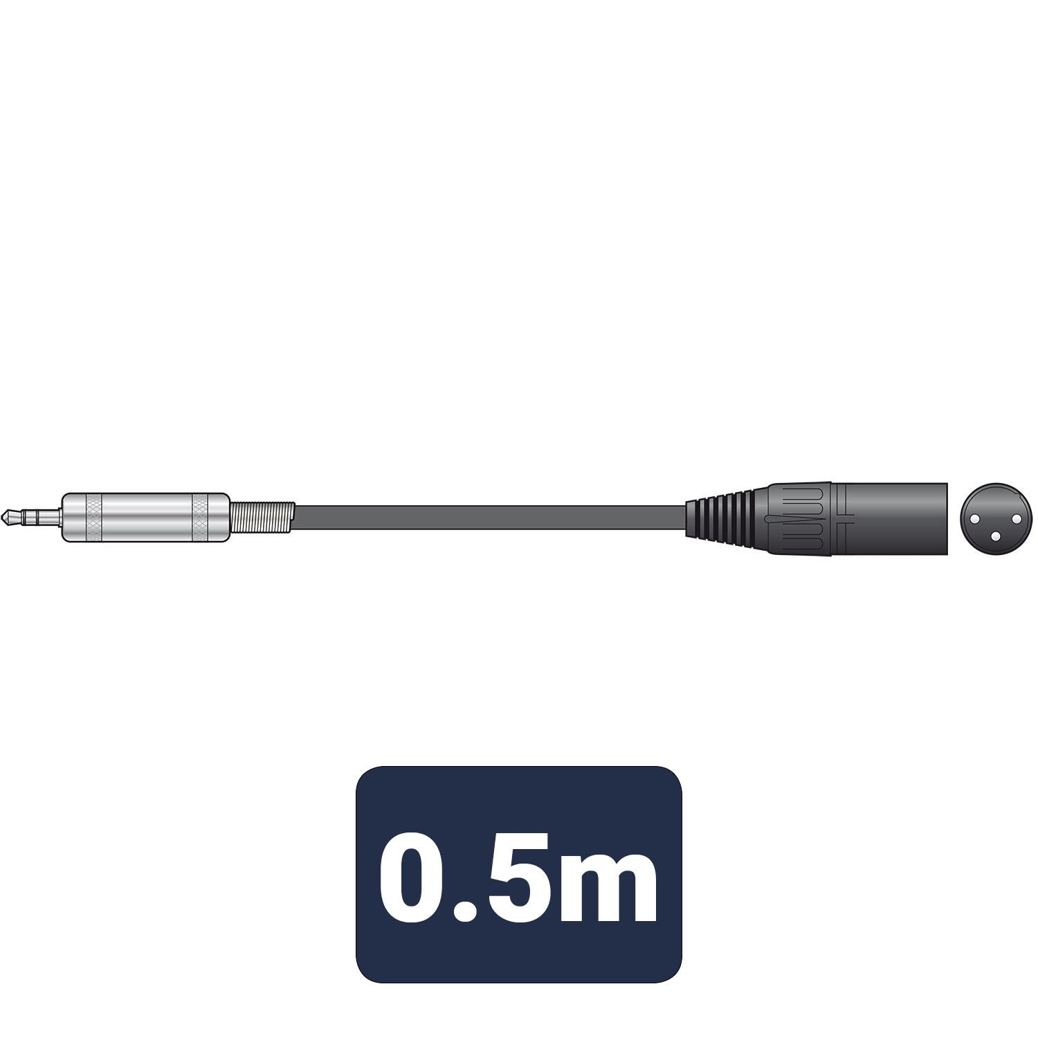 Citronic 0.5m Classic Audio Lead Cable 3.5mm TRS Jack Plug to 3 Pin XLR Male Balanced