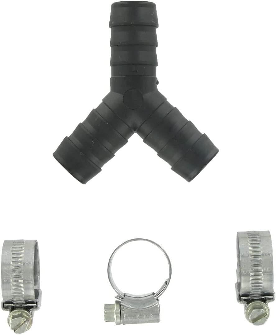 Universal Dishwasher/Washer Drain Hose Drain Hose Y Piece Joiner Connector Splitter with Clips