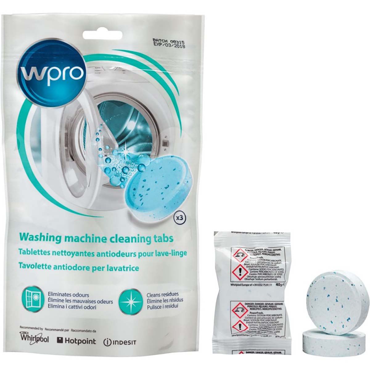 Wpro AFR301 C00376307 Powerfresh Washer Odour Prevention Tabool Cleaning Tablets Washing Machine