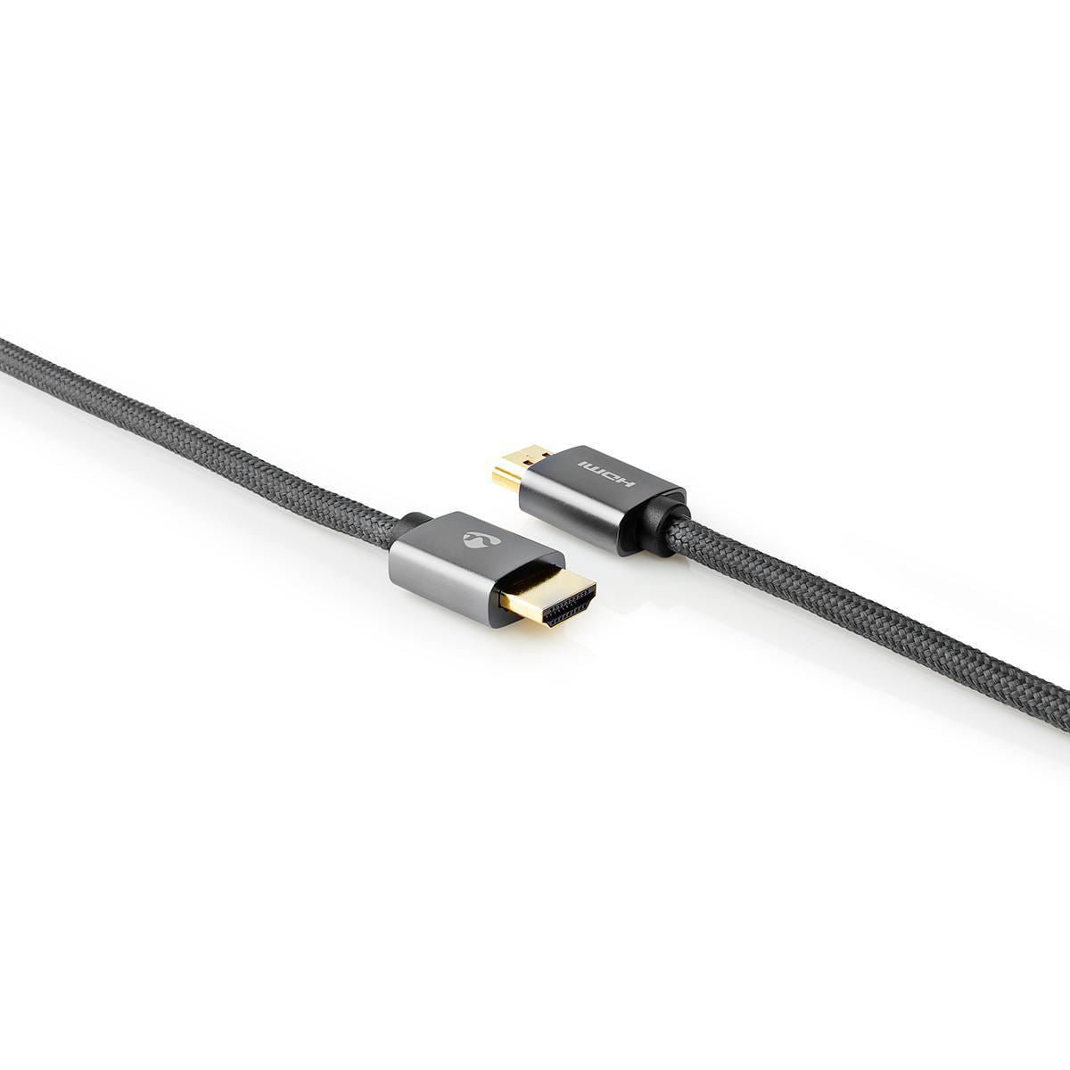 Nedis High Speed HDMI™ Cable with Ethernet | HDMI™ Connector | HDMI™ Connector | 4K@60Hz | ARC | 18 Gbps | 1.00 m | Round | Cotton | Gun Metal Grey | Cover Window Box