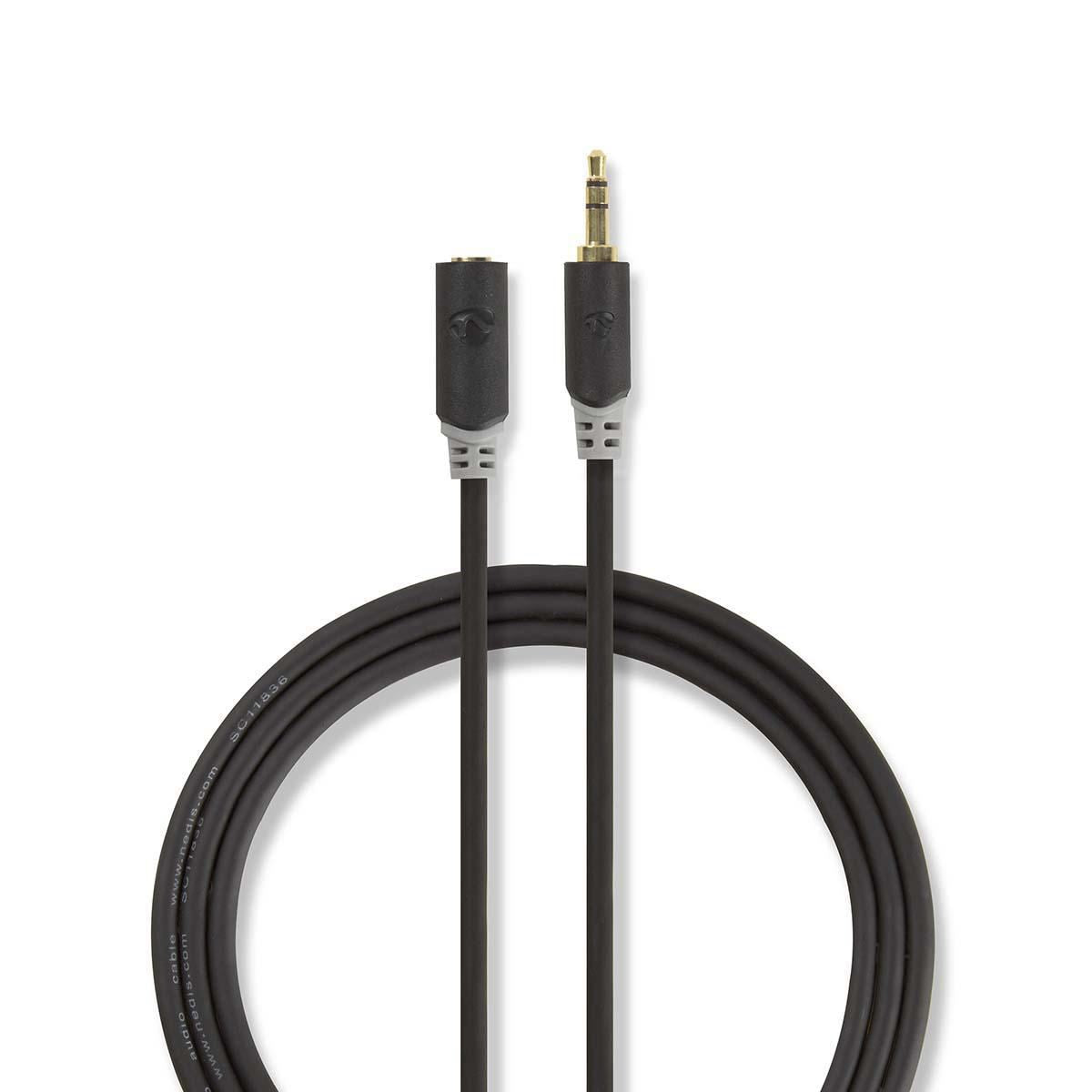 Nedis Stereo Audio Cable | 3.5 mm Male | 3.5 mm Female | Gold Plated | 1.00 m | Round | Anthracite | Box