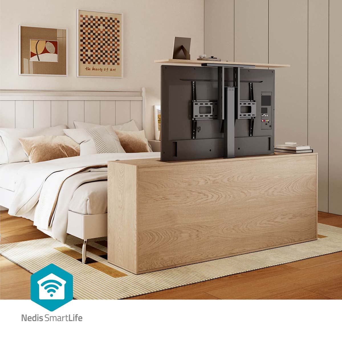 Nedis SmartLife Motorised Lift TV Stand for 37-80" Screen Max 60kg Adjustable Height with Remote Control