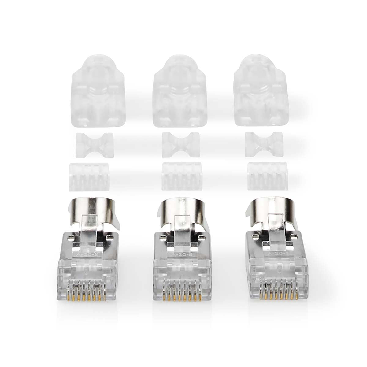 Nedis RJ45 Connector | RJ45 Pass Through | Solid/Stranded FTP CAT7 | Straight | Gold Plated | 10 pcs | PVC | Black / Grey / White | Box