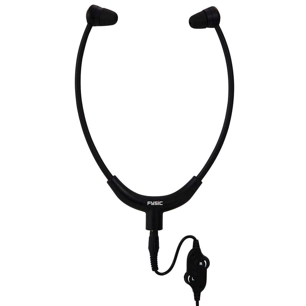 Fysic Stereo TV Headphones, In-Ear with In-Line Volume Control, Long and Short Cable, 0.7m & 3m Extension Cable