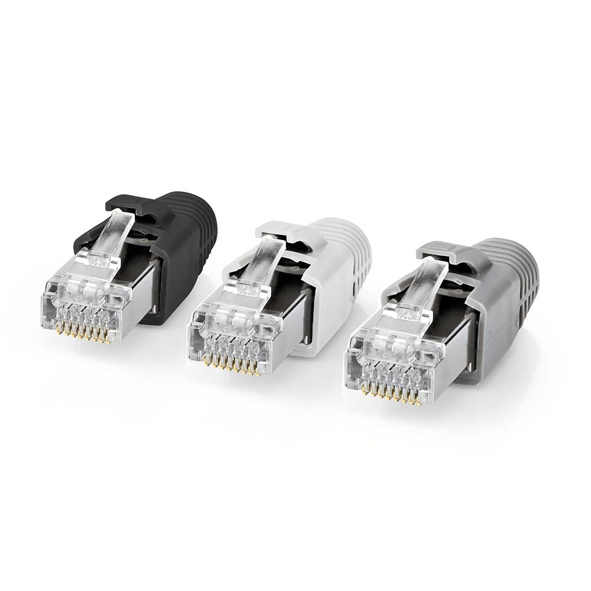 Nedis RJ45 Connector | RJ45 Pass Through | Solid/Stranded FTP CAT7 | Straight | Gold Plated | 10 pcs | PVC | Black / Grey / White | Box