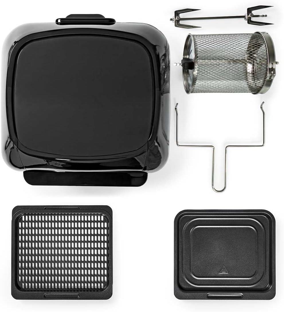 Nedis 12L Hot Air Fryer Mini Oven XXL Multifunctional 9-in-1 with Rotisserie, 9 Pre-Set Programmes, & Timer, 1500W