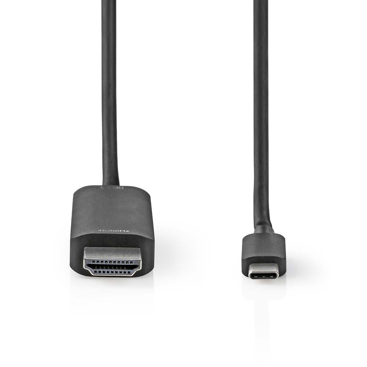 Nedis USB-C™ Adapter | USB 3.2 Gen 1 | USB-C™ Male | HDMI™ Connector | 4K@60Hz | 1.00 m | Round | Nickel Plated | PVC | Black | Label