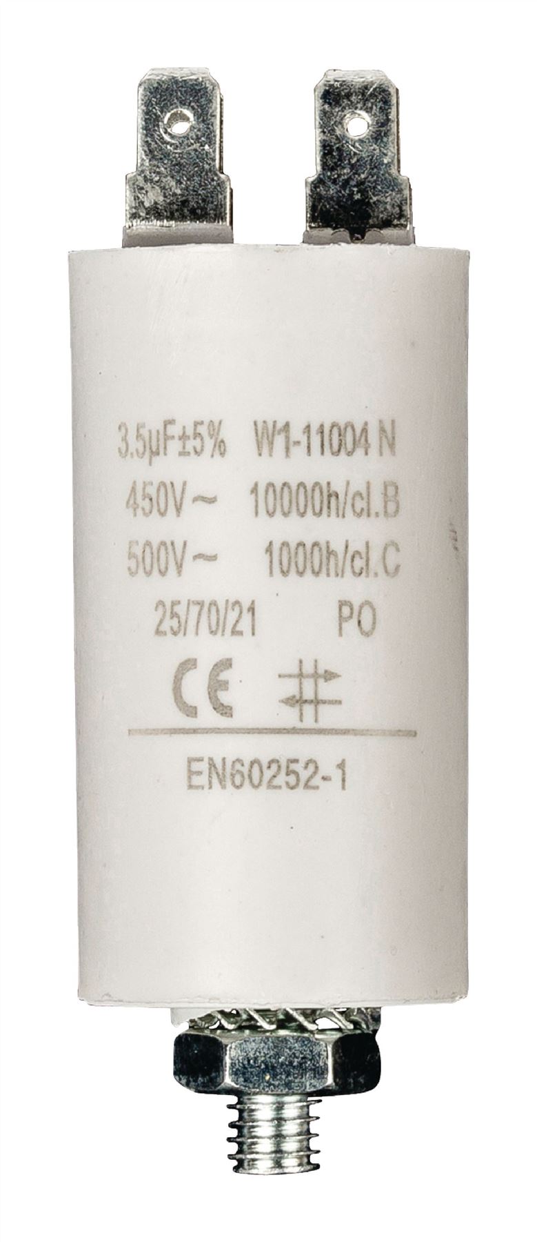 Nedis Capacitor 3.5uf / 450 v + Aarde, Motor Start Run, Cylindrical, White