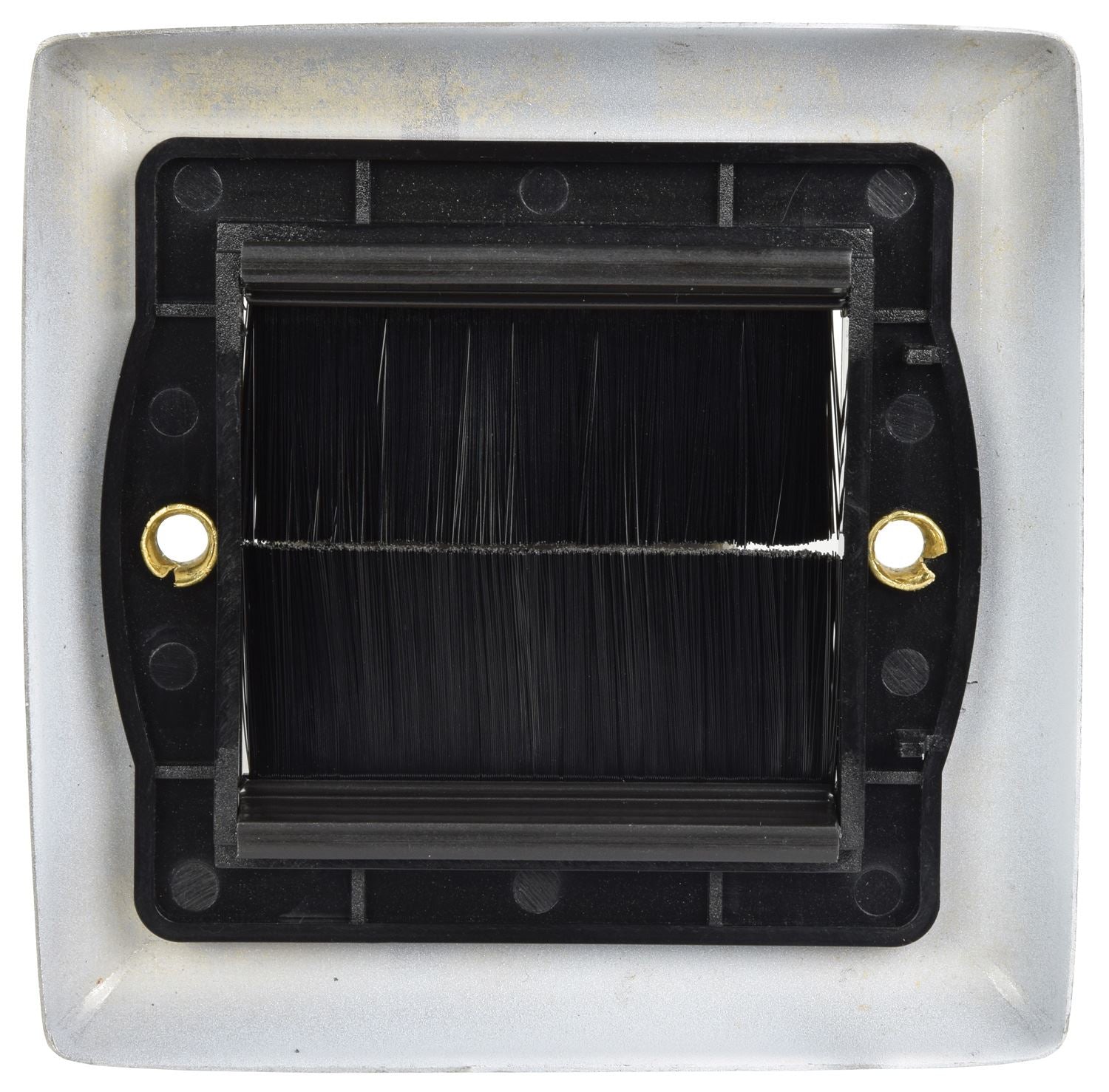 Av:link Brush Wall Plate, Single Gang Steel Flush Wall Mounted Faceplate for Outlets, Sockets and Tidy Wire and Cable - White