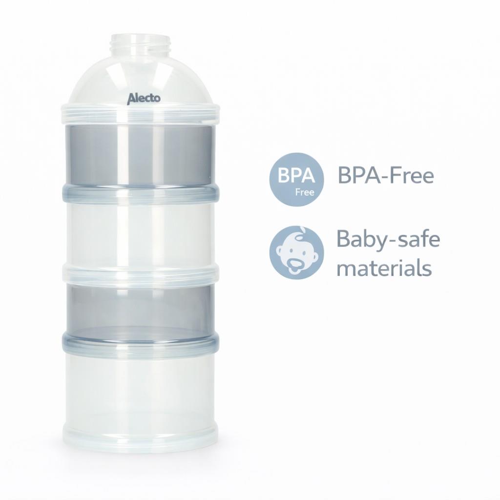 Alecto 2x Portable Infant Baby Powder Milk Dispenser, BPA Free Stackable Boxes, 4 Layers Fomula/Cereal/Food/Fruit/Snack Containers 800ml