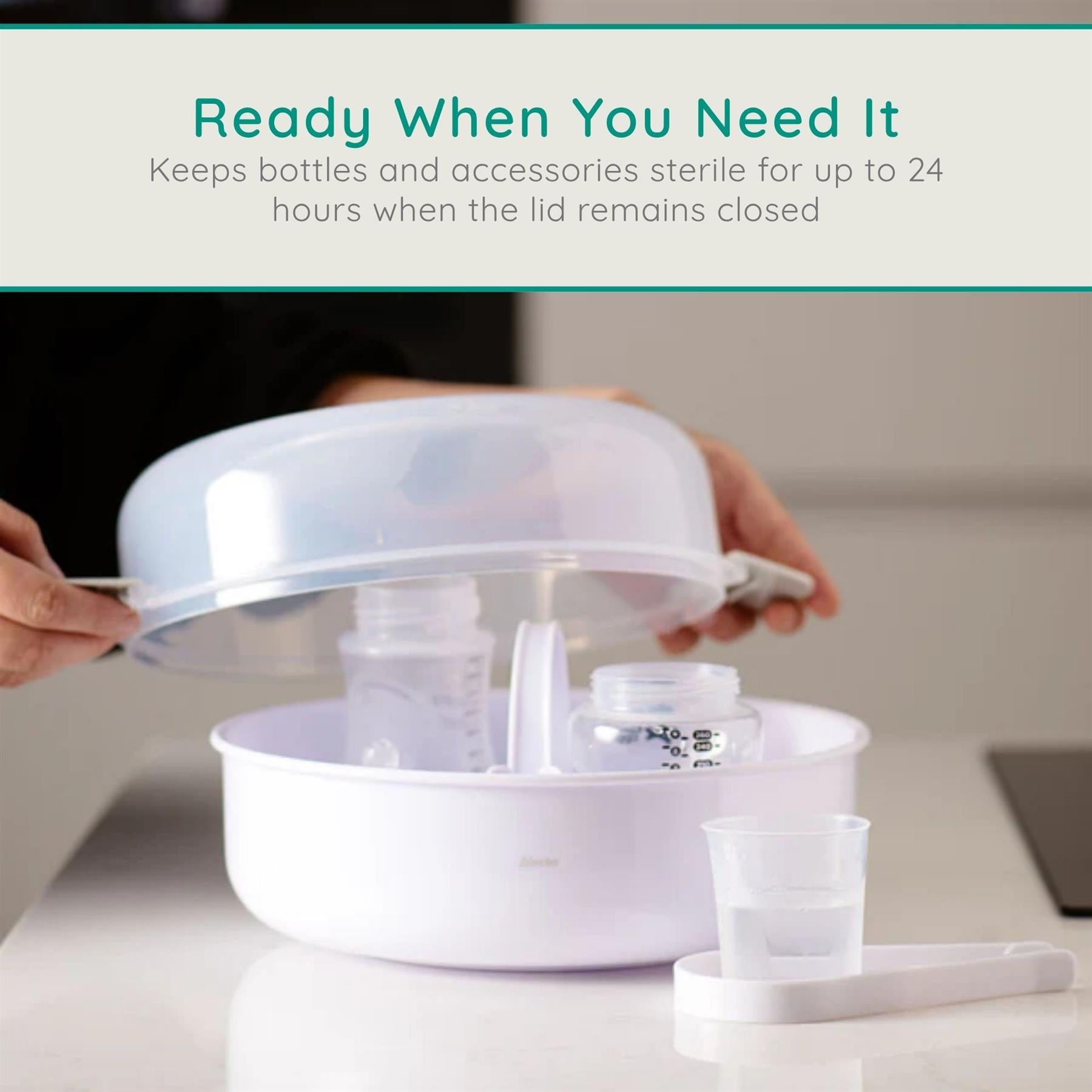 Alecto Microwave Steam Steriliser for Baby Bottles, Soothers, Breast Pumps and Feeding Accessories, Kills Viruses and 99.9% of Harmful Bacteria, 4-Minute Sterilisation Cycle