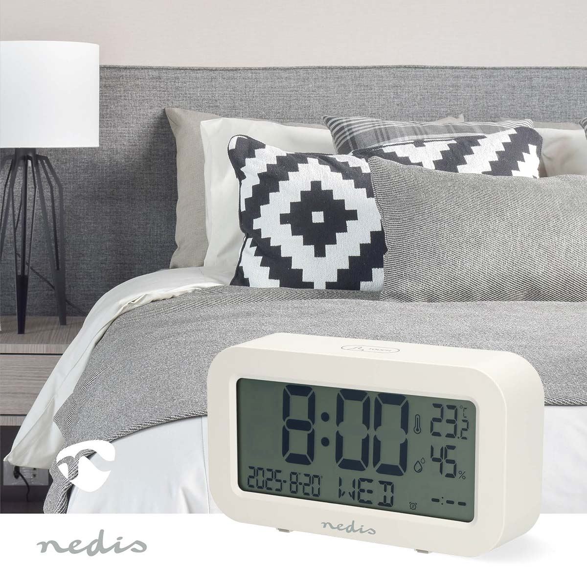 Nedis Digital Desk Alarm Clock | LCD | Backlight | Snooze function | Date display | Timer function | White