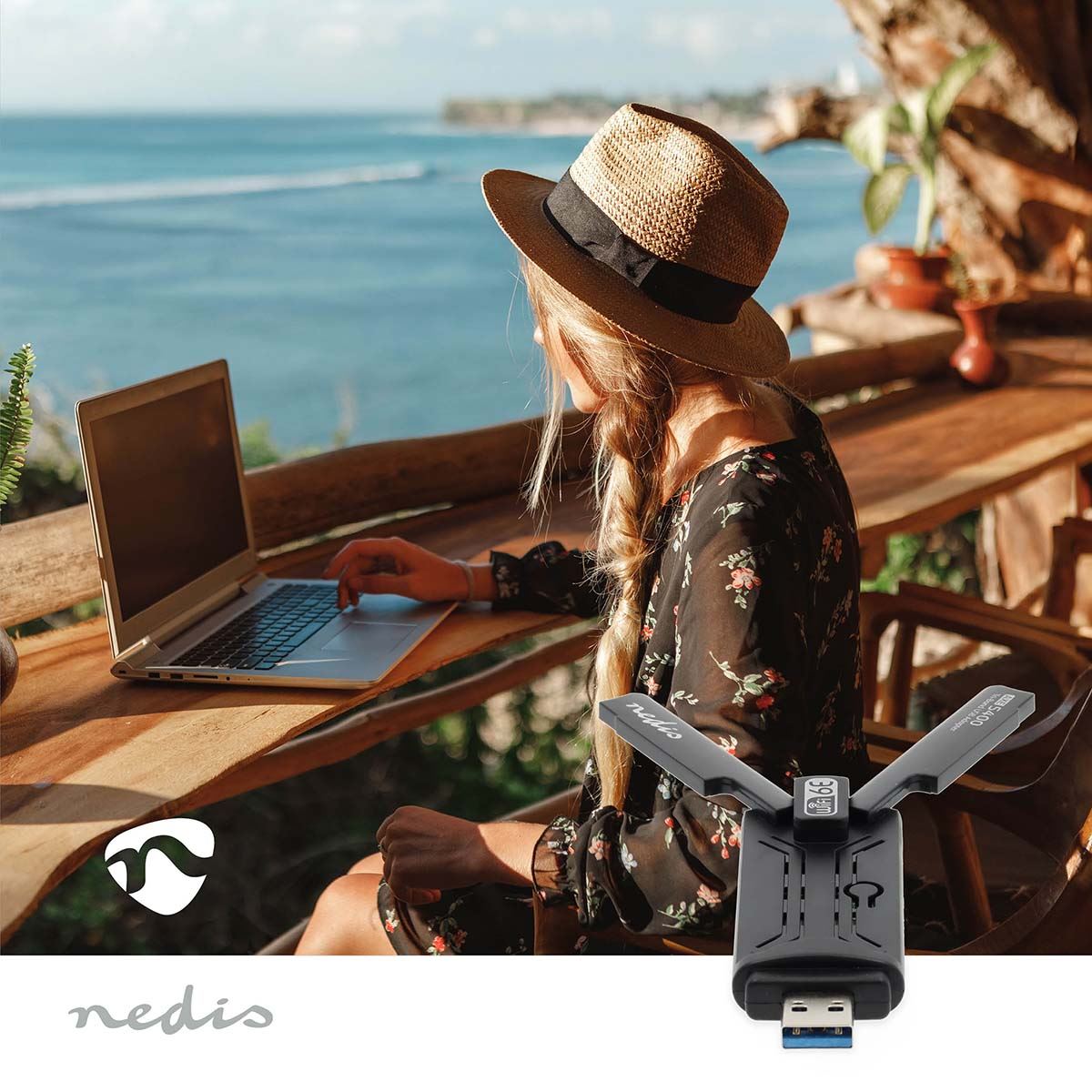 Nedis Network Dongle | Wi-Fi | AX5400 | 2.4/5/6 GHz (Triple Band) | USB3.0 | Wi-Fi speed total: 5400 Mbps | Windows 10 / Windows 11