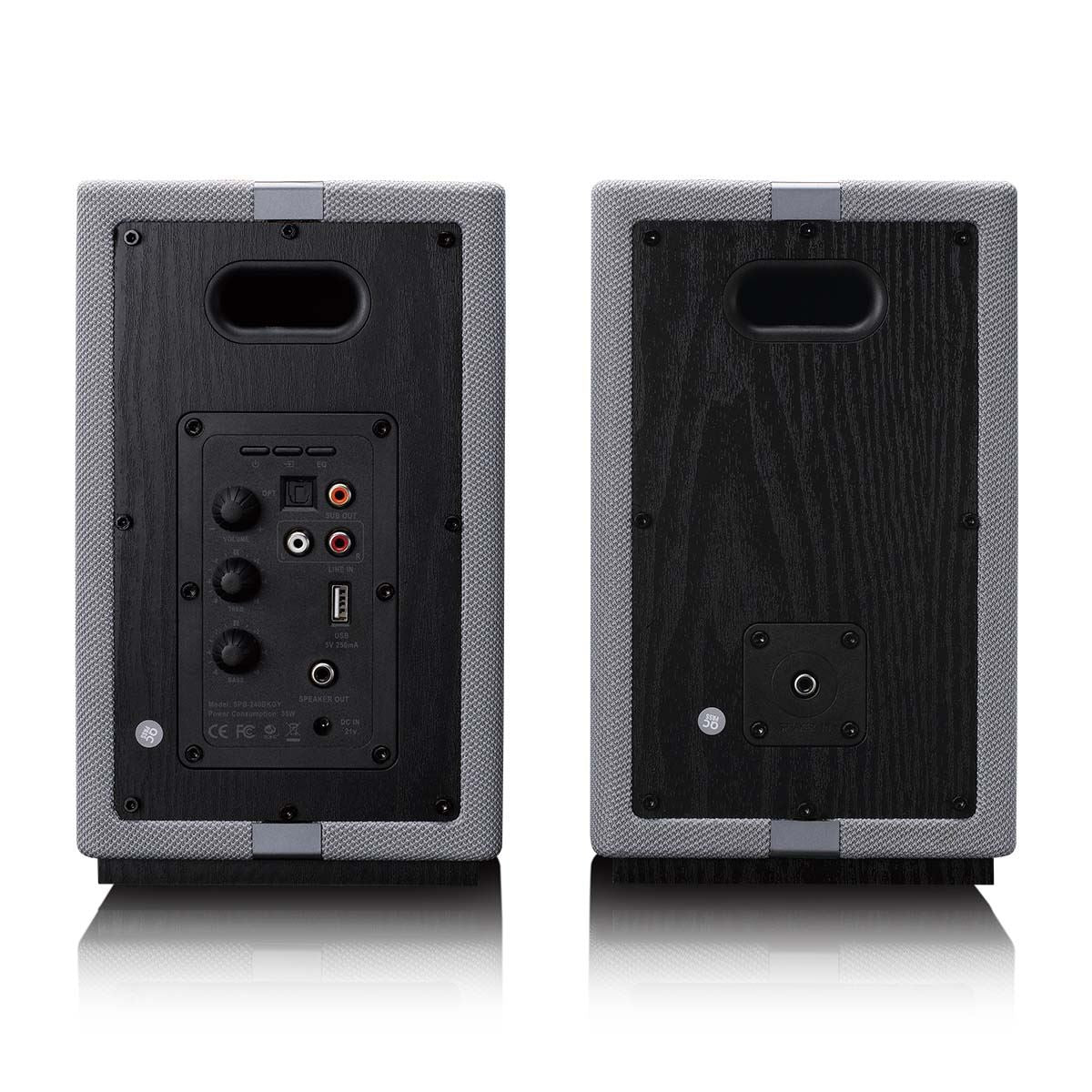 Lenco SPB-260BK Bluetooth® Bookshelf Hi-fi Stereo speaker Duo Set - Black / Grey
