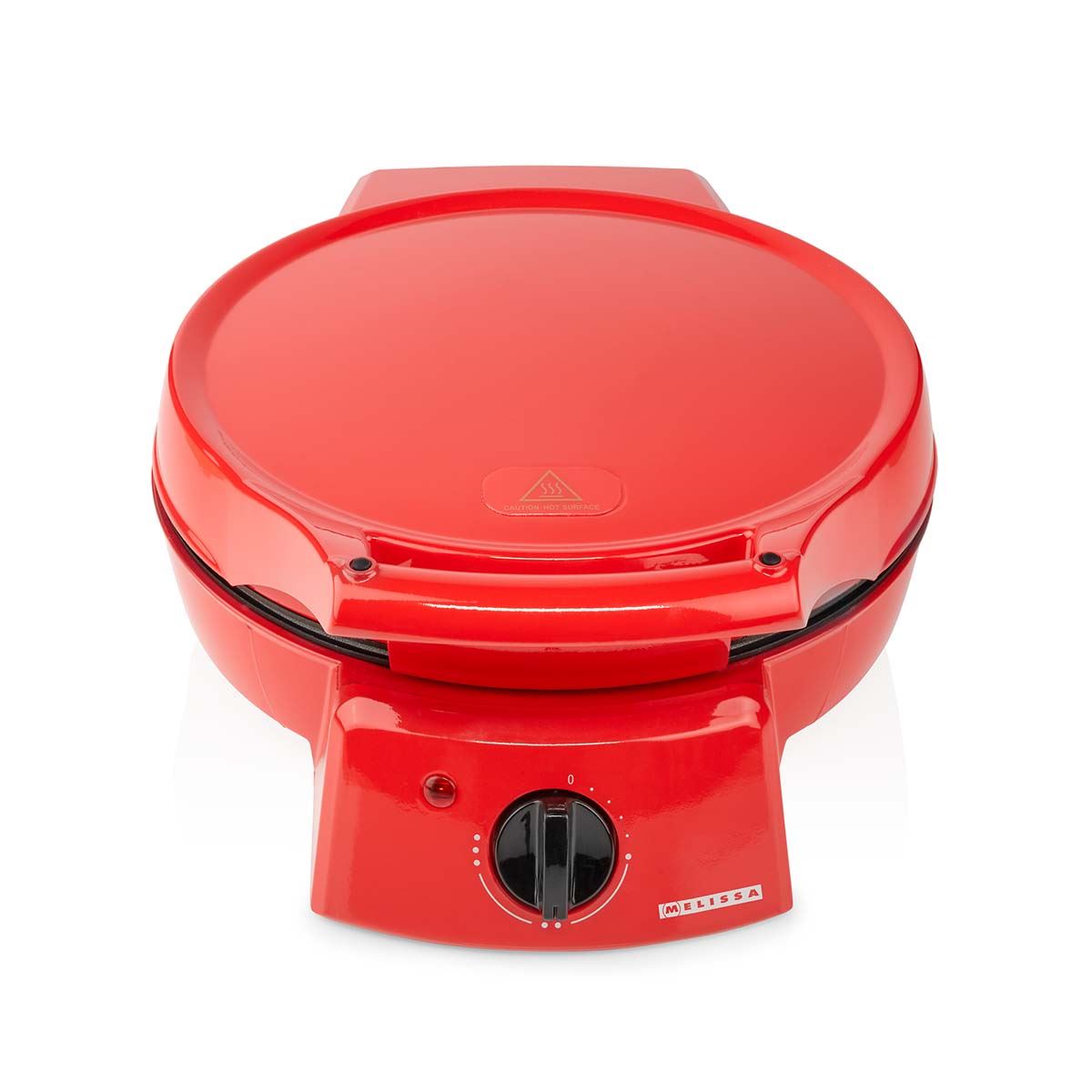 MELISSA 12" Electric Pizza Maker & Table Top Grill, Indoor Portable Pizza Oven with Non-Stick 12" Plates, 3 Heat Settings Max 230°C - Retro Red