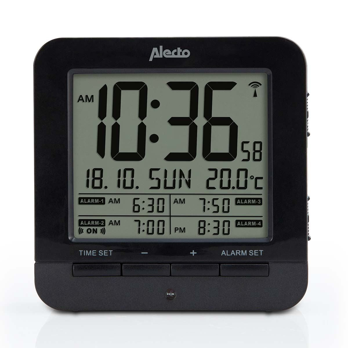 Alecto LCD Easy Read Alarm Clock with Snooze , 4 Alarm Settings and Indoor Thermometer | Black