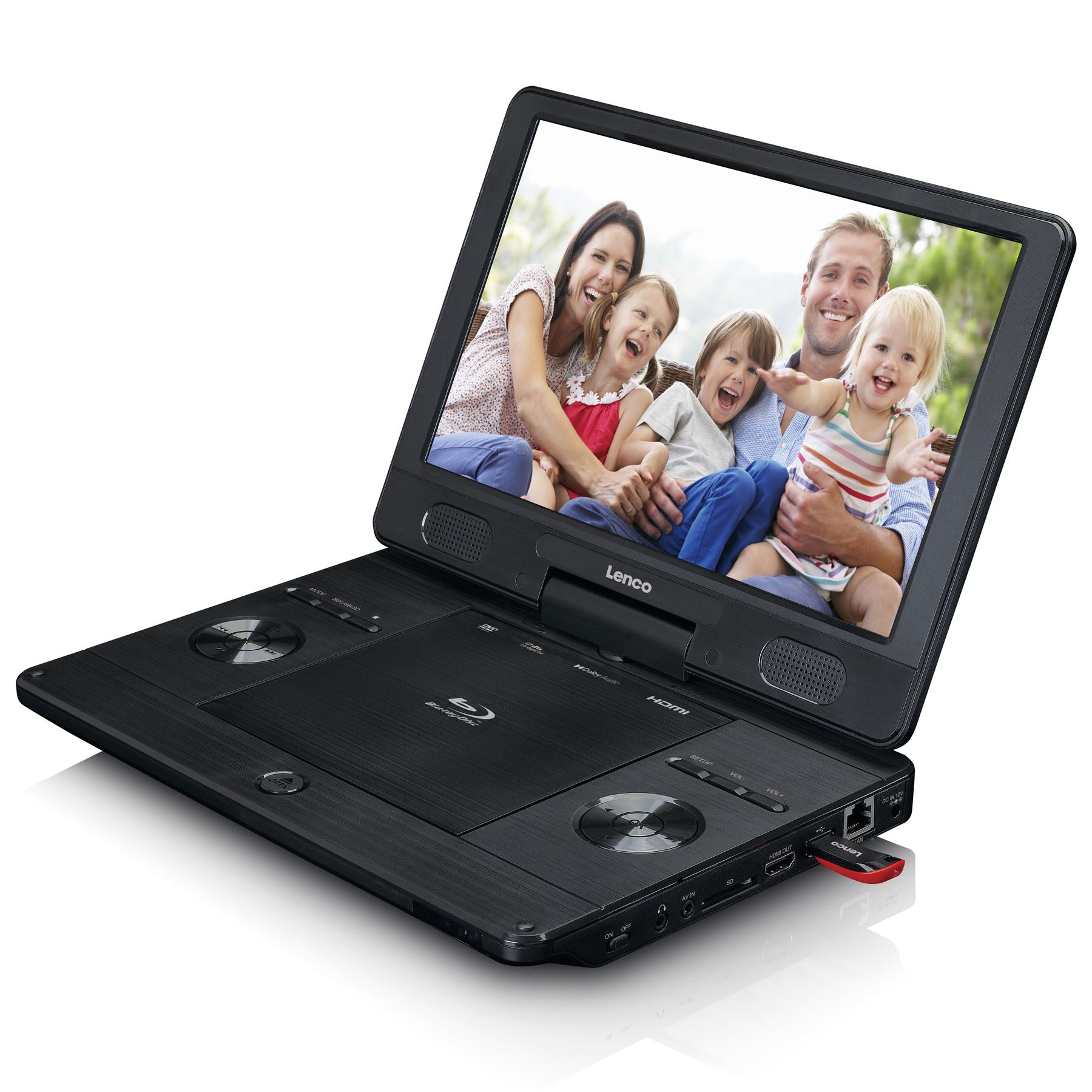 Lenco BRP-1150BK 11.5" Portable Blu-Ray DVD Player HD Screen, Surround Sound, HDMI, USB/SD Card Reader, MP4 Playback