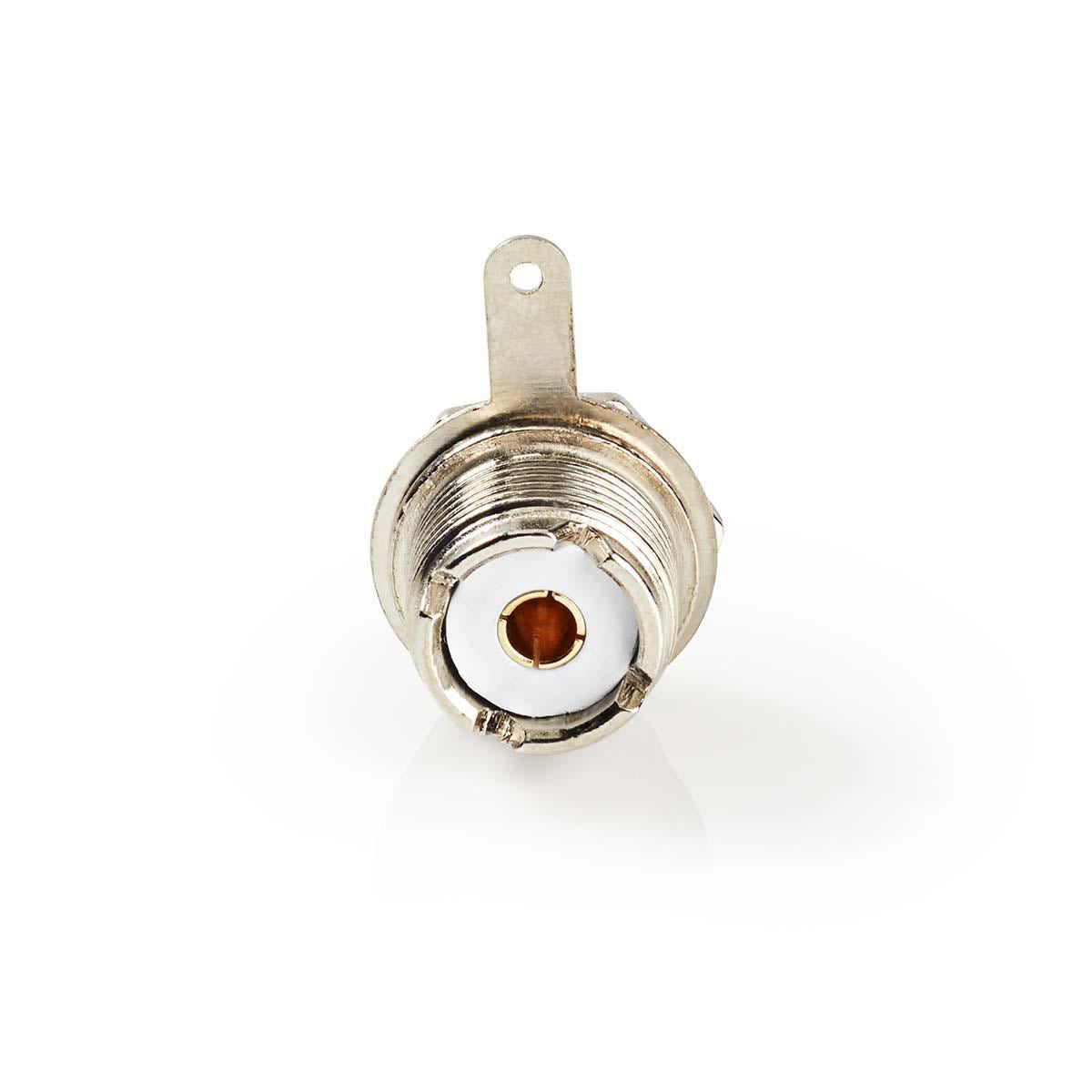 Nedis PL259 Connector | Straight | Female | Nickel Plated | 75 Ohm | Chassis | Cable input diameter: 5.0 mm | Metal | Silver | 25 pcs | Polybag