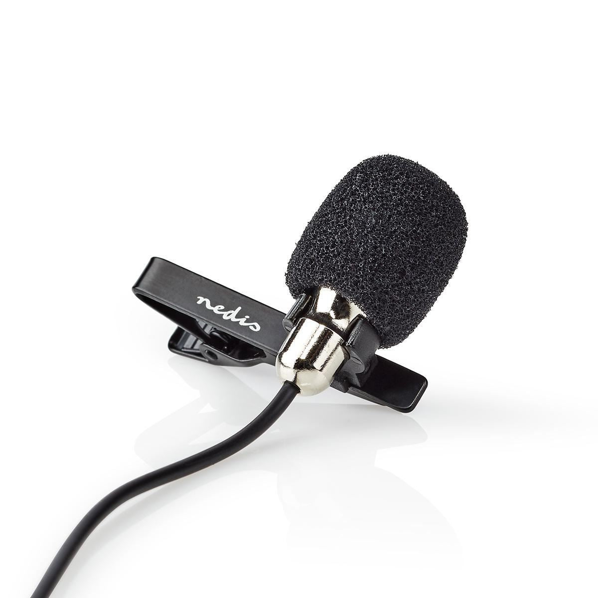 Nedis 3.5mm Lavalier Microphone, Wired Omnidirectional Clip On Lapel Mic with Audio Splitter and Travel Pouch, for Video Call Podcast Ga...
