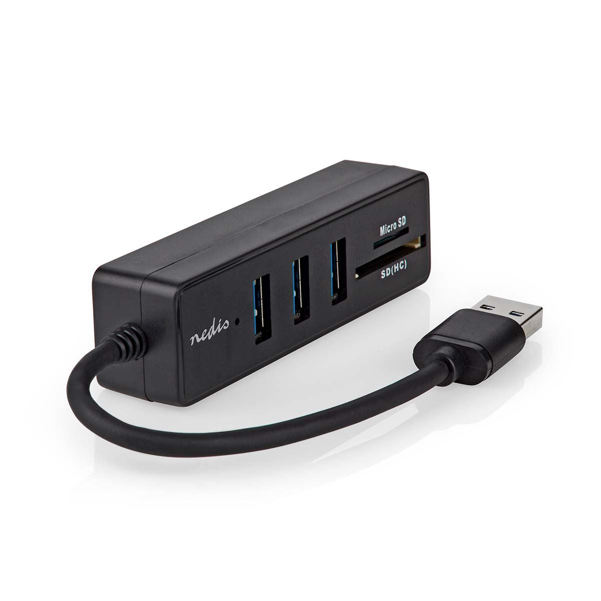 Nedis USB Hub | USB-A Male | 3x USB A Female | 5 port(s) | USB 3.2 Gen 1 | USB Powered | 5 Gbps | SD & MicroSD