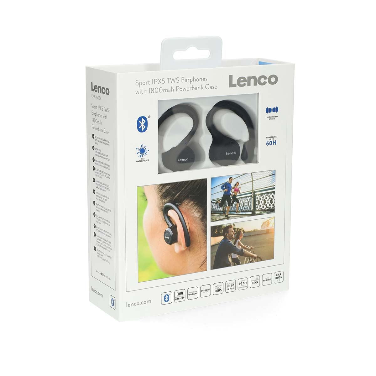 Lenco Sports IPX5 TWS Bluetooth® | Rechargable In-Ear Earphones | Black