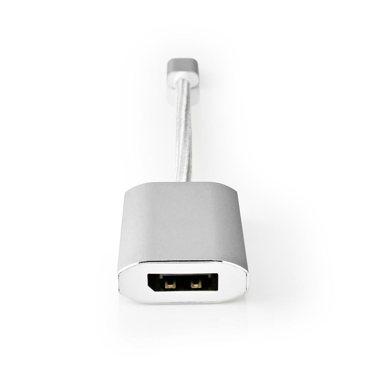Nedis USB-C™ Adapter | USB 3.2 Gen 1 | USB-C™ Male | DisplayPort Female / USB-C™ Female | 4K@60Hz | Power delivery | 0.20 m | Round | Gold Plated | Braided / Nylon | Silver | Cover Window Box