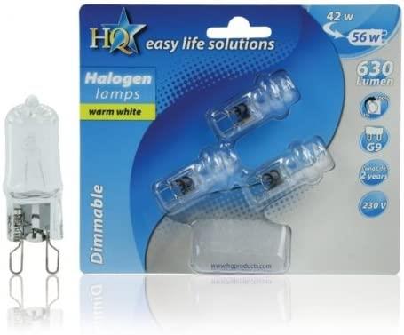 G9 42W Warm White Light Bulbs Long Life Halogen 240V 42 Watt - Pack of 3