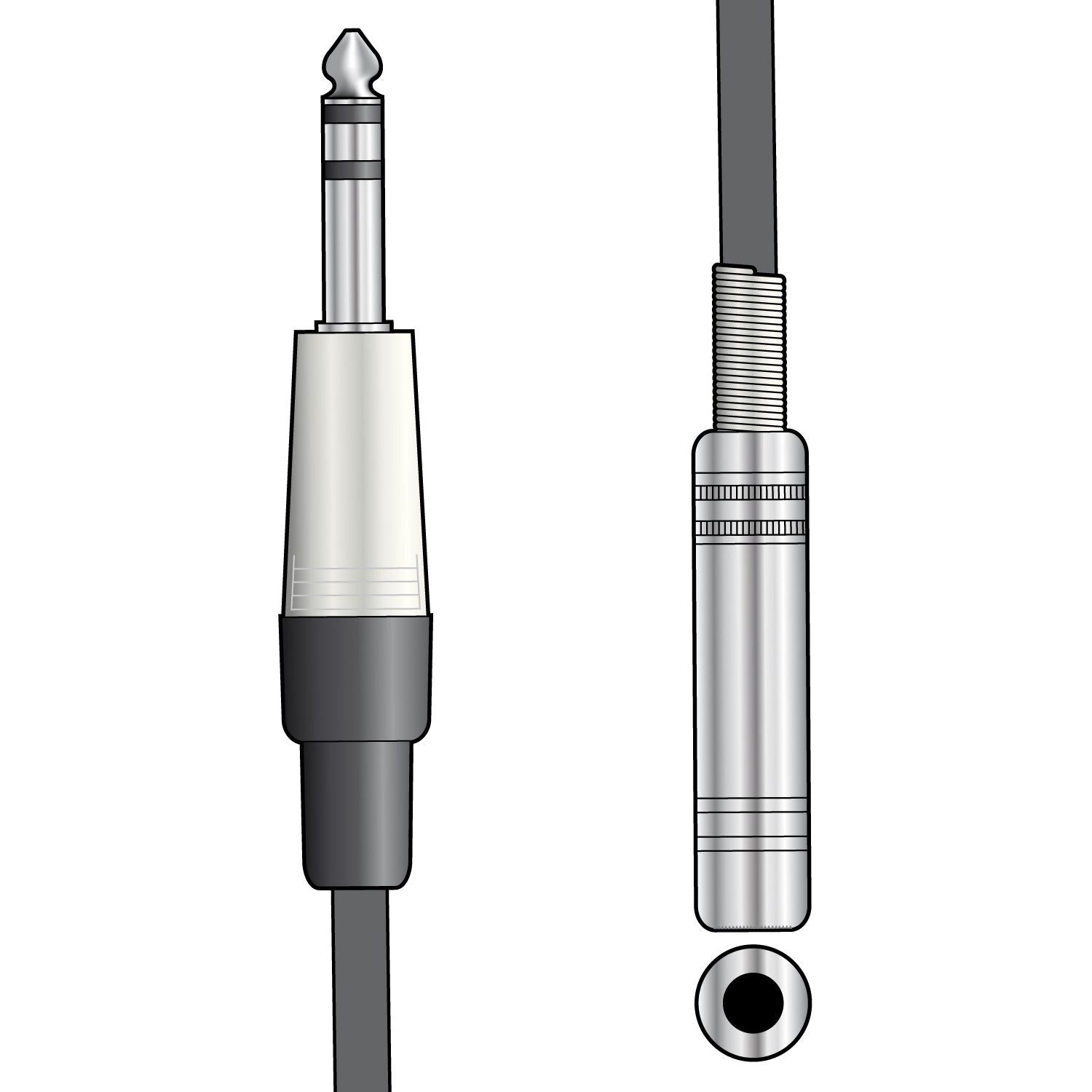 Citronic 6m Classic Audio Leads 6.3mm TRS Jack Plug - 6.3mm TRS Jack Socket