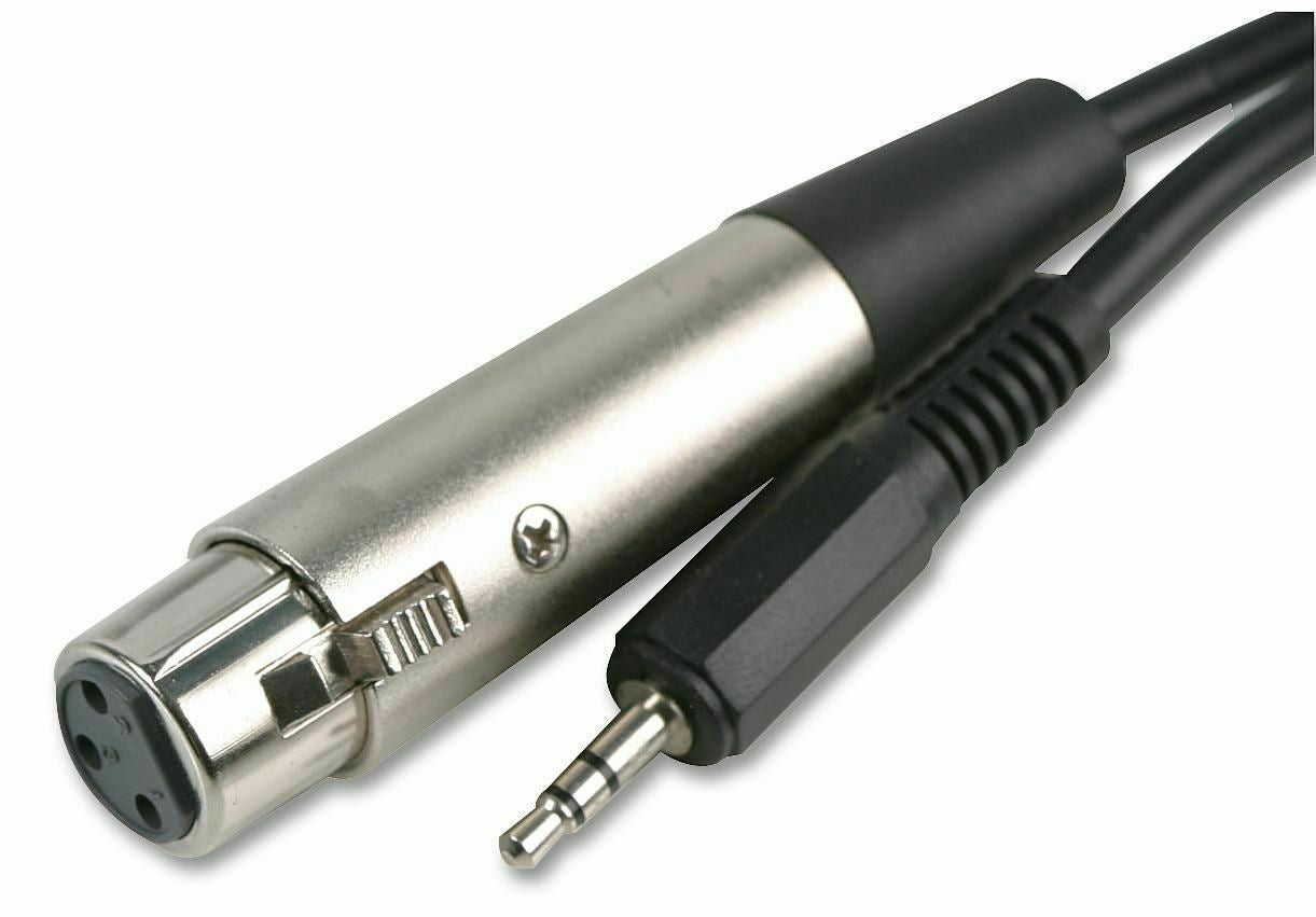 6m 3 Pin XLR Plug to 3.5mm Stereo Jack Plug Lead - Black