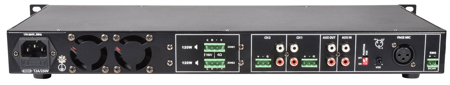 Adastra RMS1202 Mulit Channel Slave Amplifier 100V - 2 x 120W