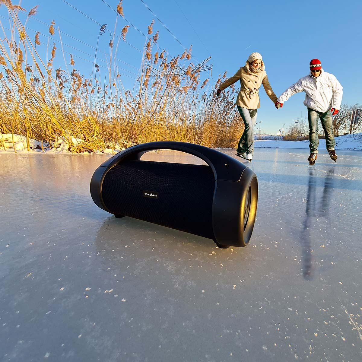 Nedis Bluetooth® Party Boombox | 6 hrs | 2.0 | 150 W | Media playback: AUX / USB | IPX5 | Linkable | Carrying handle | Party lights | Black