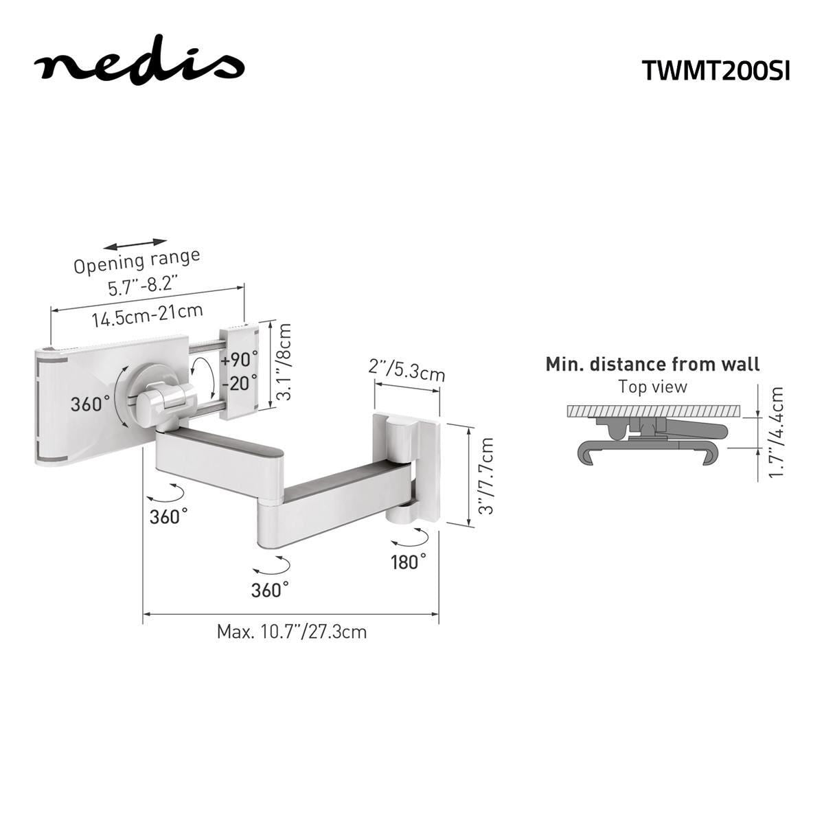 Nedis Tablet Mount | 7 - 12 " | Full Motion | Application: Wall