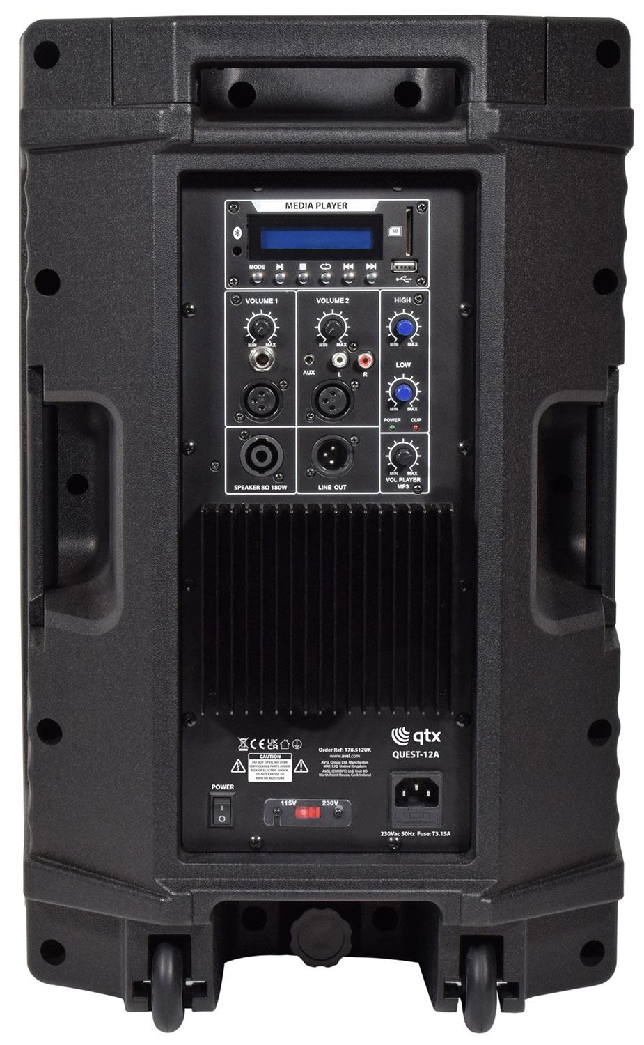 QTXQUEST-12A Active PA Stage Cabinet 720W USB / SD / FM & Bluetooth