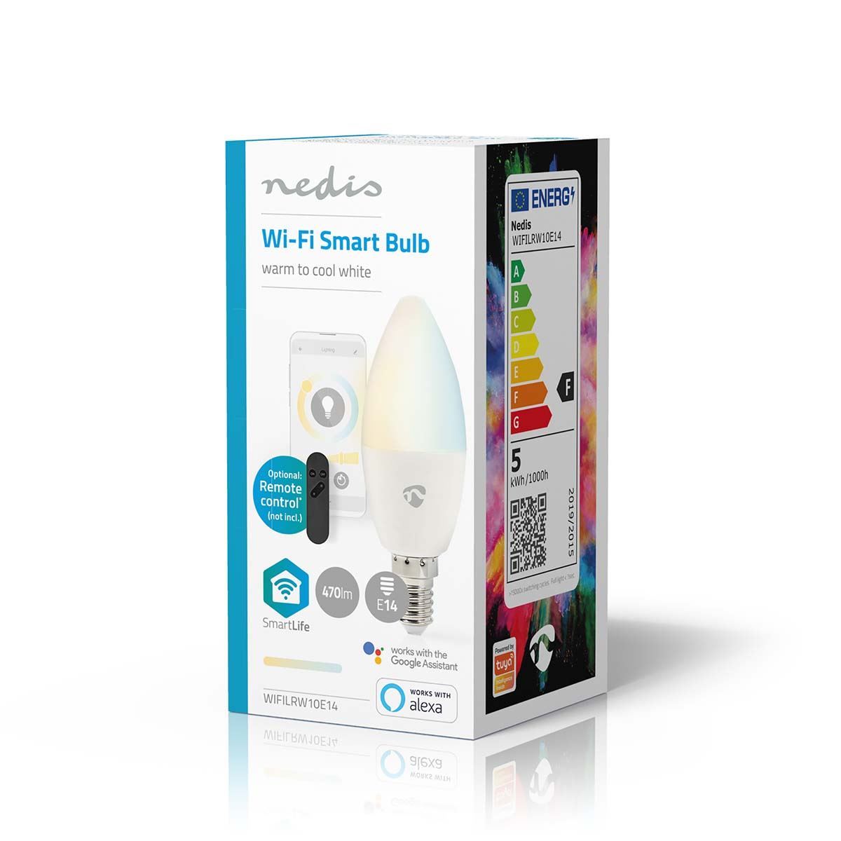 Nedis SmartLife LED Bulb | Wi-Fi | E14 | 470 lm | 4.9 W | Warm to Cool White | 2700 - 6500 K | Android™ / IOS | Candle | 1 pcs