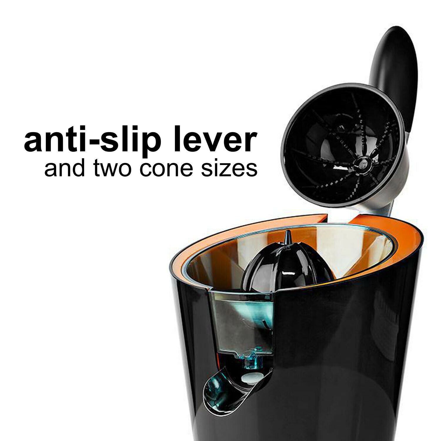 Nedis Citrus Juicer Press, 160W Powerful Juice Squeezer, with Stainless Steel Spout and Anti-Drip Function - Black