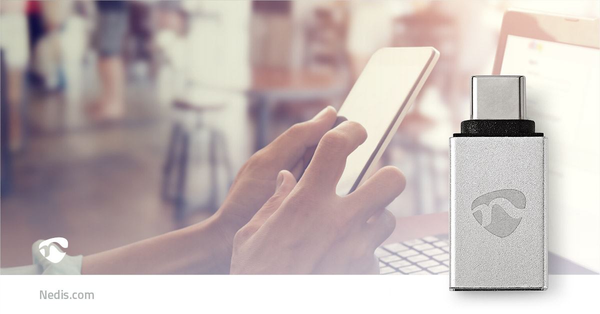 Nedis USB-C™ Adapter | USB 3.2 Gen 1 | USB-C™ Male | USB-A Female | 5 Gbps | Round | Nickel Plated | Silver | Cover Window Box