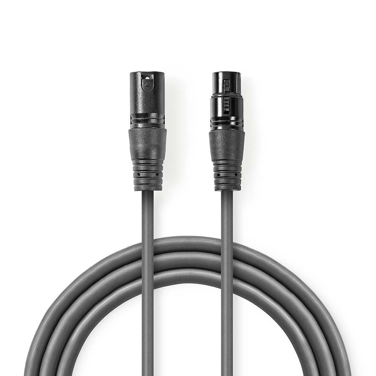 Nedis Balanced Audio Cable | XLR 3-Pin Male | XLR 3-Pin Female | Nickel Plated | 20.0 m | Round | PVC | Dark Grey | Gift Box
