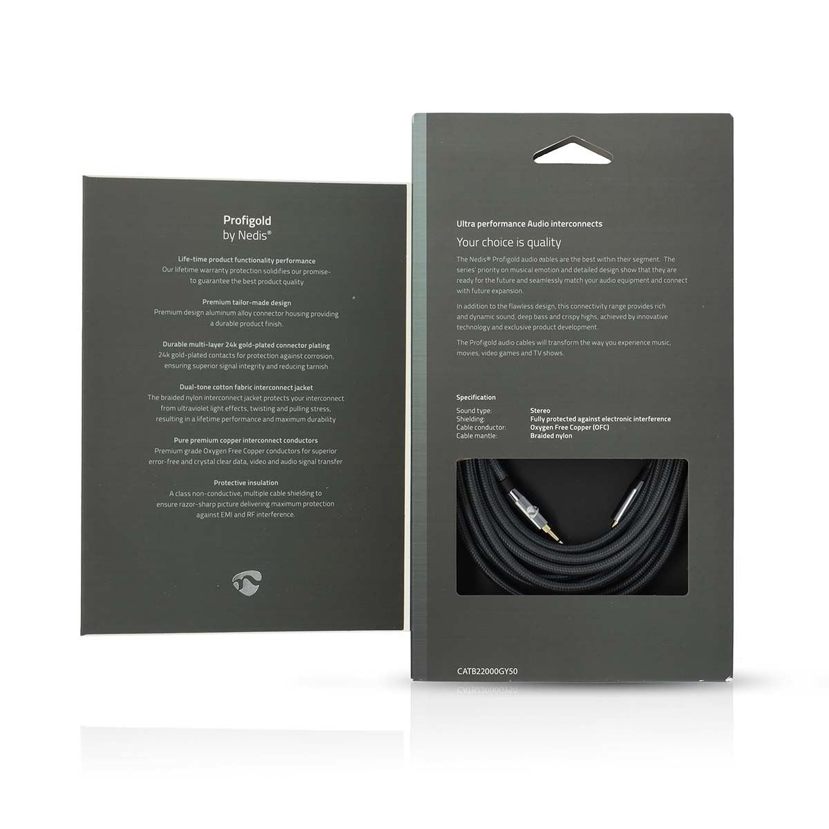 Nedis Stereo Audio Cable | 3.5 mm Male | 3.5 mm Male | Gold Plated | 5.00 m | Round | Grey / Gun Metal Grey | Cover Window Box