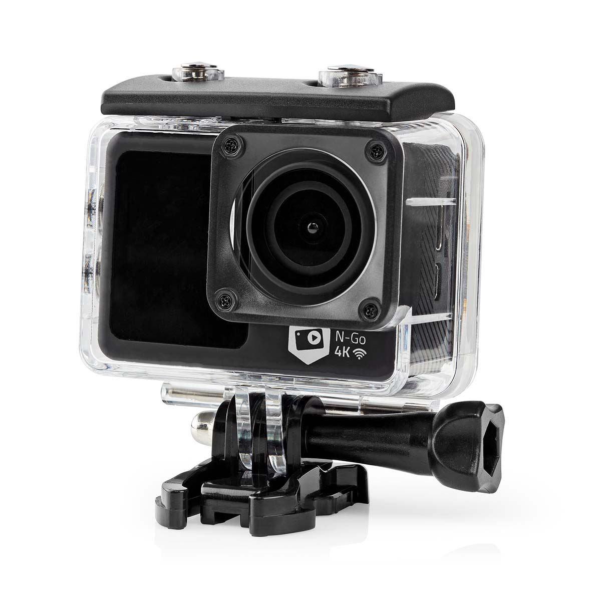 Nedis Dual Screen Action Cam, 4K Ultra HD 30fps, 16MP Photos, 2" Touch Back Screen, 1.3" Front Screen for Selfies & Vlogging, Waterproof to 30m with Mounting Kit and Wi-Fi Connectivity