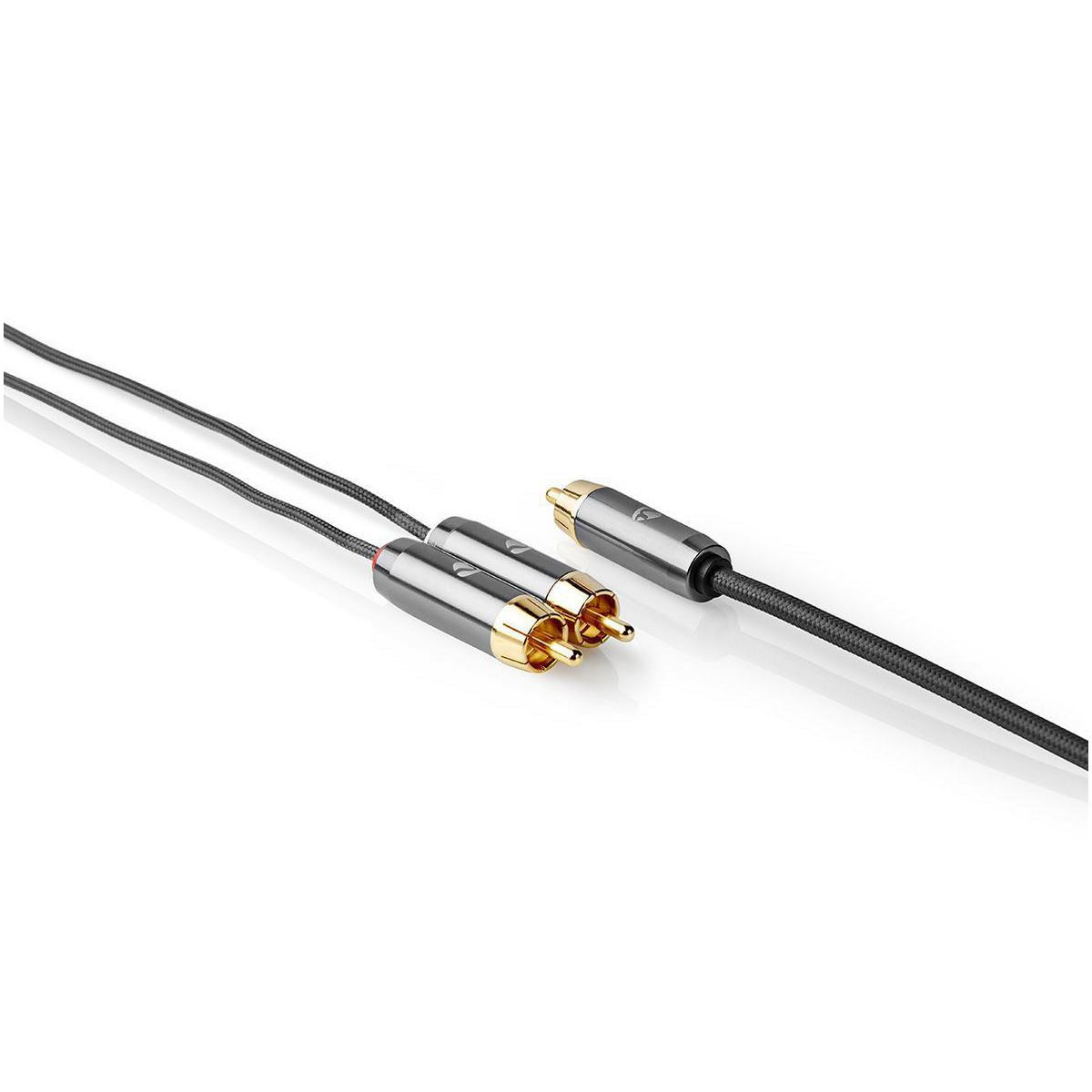 Nedis Subwoofer Cable | RCA Male | 2x RCA Male | Gold Plated | 3.00 m | Round | 4.5 mm | Grey / Gun Metal Grey | Cover Window Box