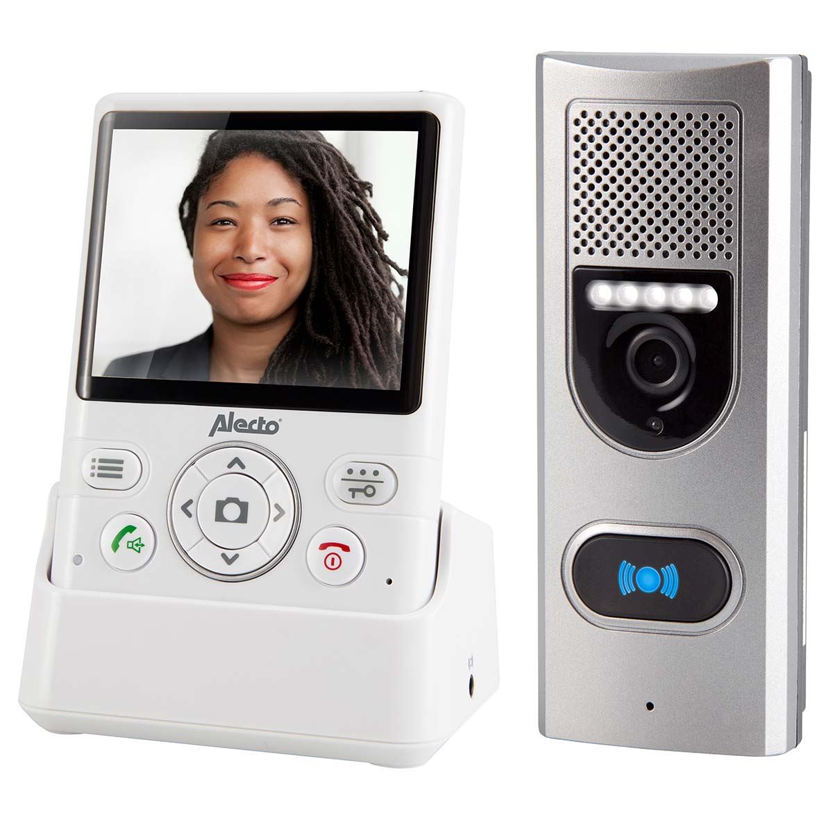 Alecto ADI-250 Door Video Intercom Camera with Portable 3.5" inch Color Display Wireless Door Entry unit - White