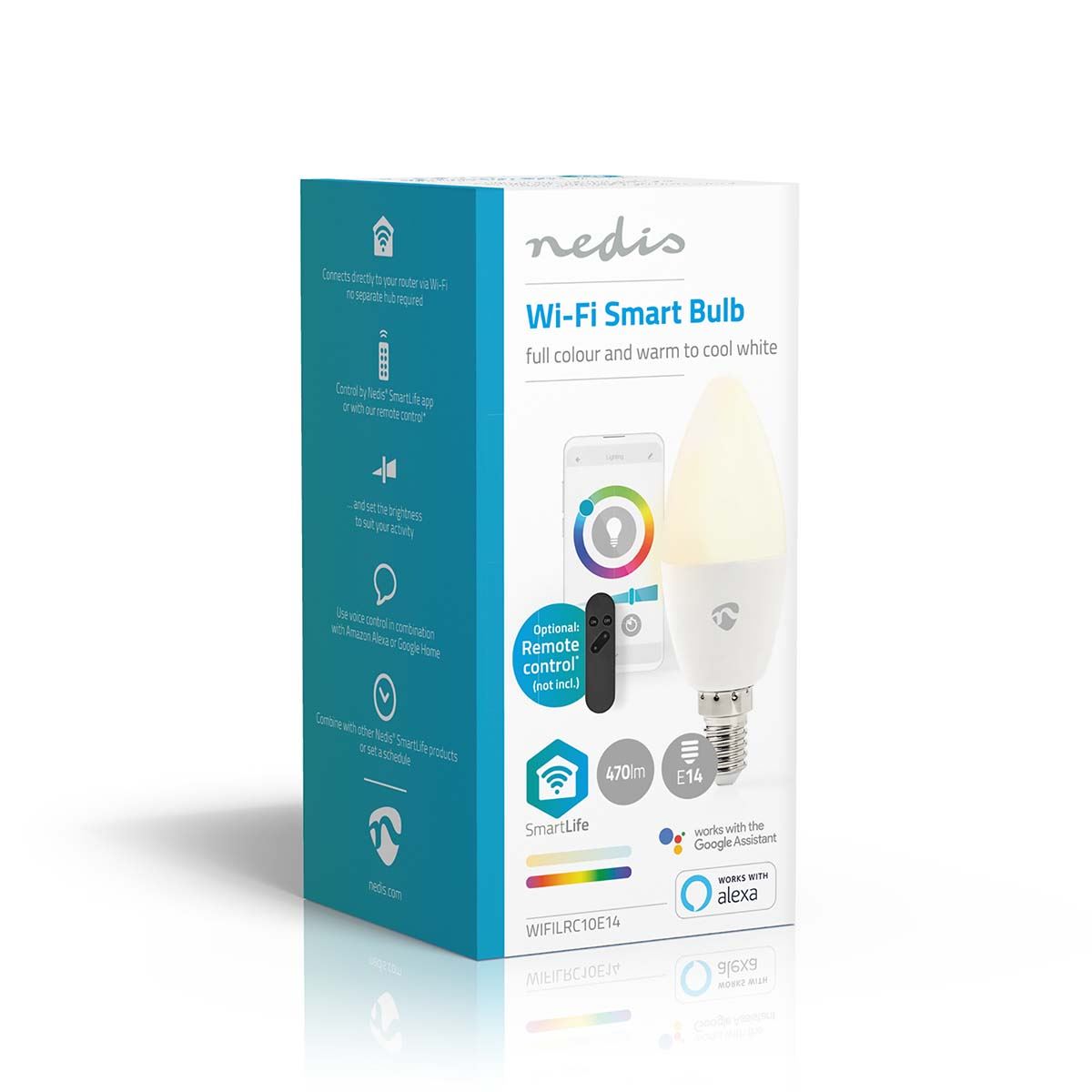 Nedis SmartLife Full Colour LED Bulb | E14 | 470 lm | 4.9 W | RGB / Warm to Cool White | 2700 - 6500 K | Android™ / IOS | Candle | 1 pcs