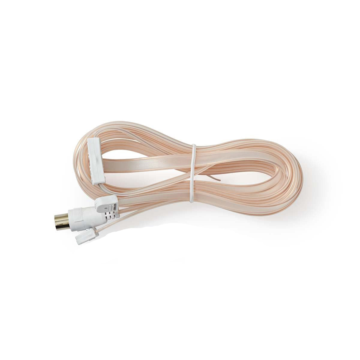 Nedis Coax Cable | IEC (Coax) Male | Open | Nickel Plated | 50 Ohm | Unshielded | 1.90 m | Flat | PVC | White | Box