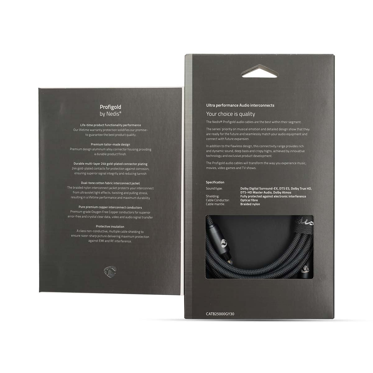 Nedis Optical Audio Cable | TosLink Male | TosLink Male | 3.00 m | Round | Cotton | Gun Metal Grey | Cover Window Box